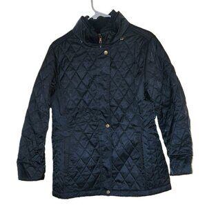 Esprit Women's Lightweight Navy Blue Quilted Long Sleeve Fall Jacket Size Large